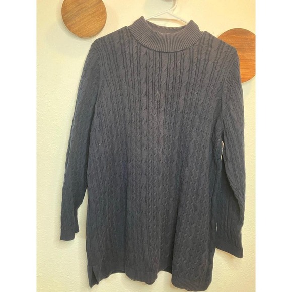Lands' End Sweaters - Vintage Lands End Navy‎ Blue Cable Knit Sweater Women's Size 1X